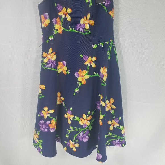 RALPH LAUREN FLORAL DRESS BLUE MULTICOLOR - SIZE 8 - MSRP $265 - NWT - Picture 2 of 7